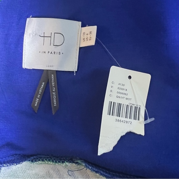 ANTHROPOLOGIE HD In Paris Ardmore A-Line Blue Green Printed Mini Dress 6 NWT - Picture 9 of 13